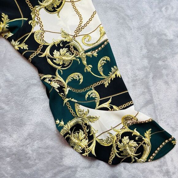 Avenue Equestrian Tunic Blouse Womens 18/20 Green 3/4 Flutter Sleeve Popover - Picture 7 of 10